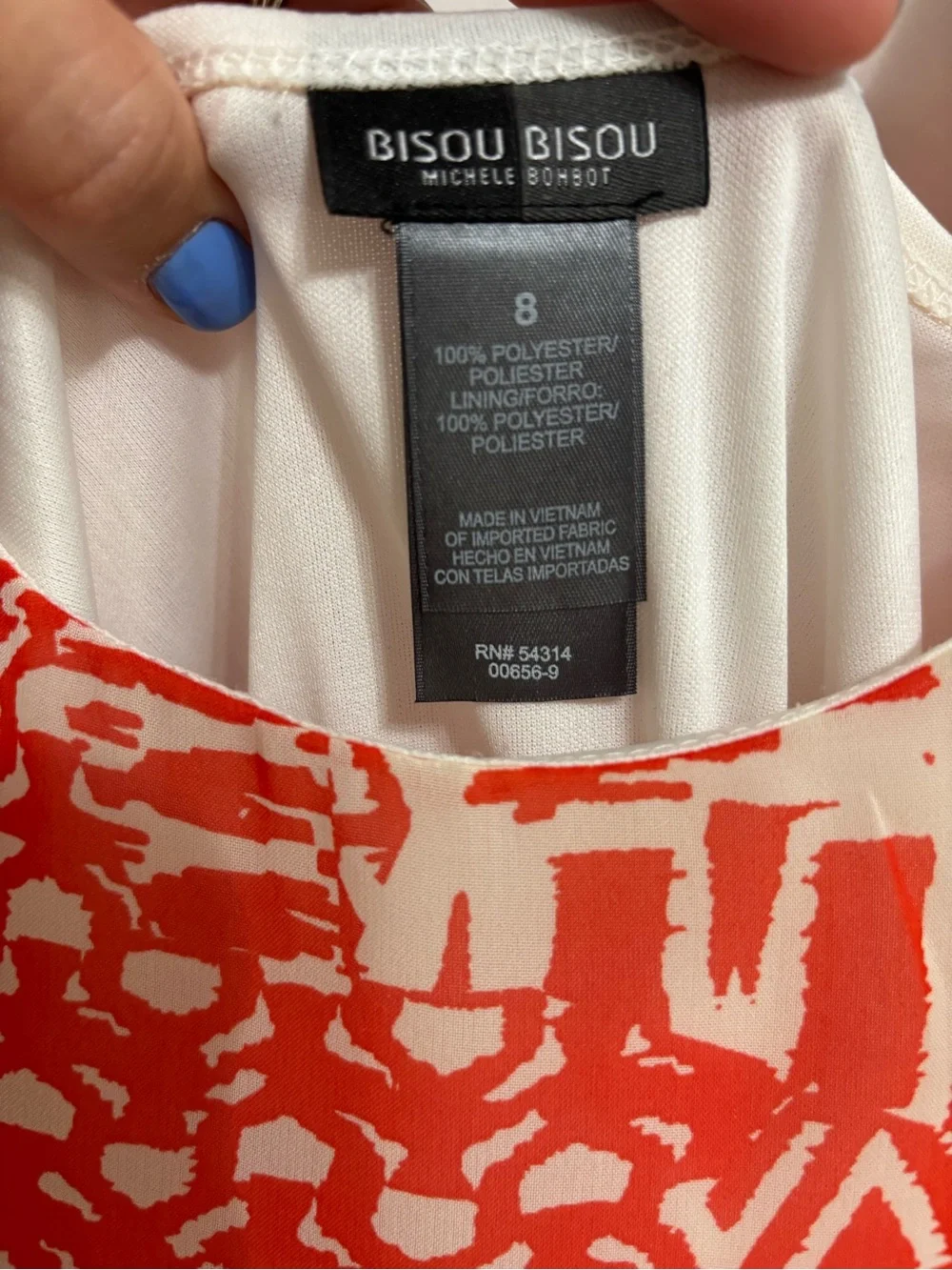 Bisou Bisou by Michele Bohbot Red & White Printed Dress – Size 8